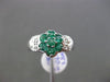 ESTATE WIDE .90CT DIAMOND & AAA COLOMBIAN EMERALD PLATINUM 3D FLOWER RING