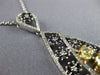 LARGE 3.09CT WHITE & FANCY YELLOW DIAMOND & AAA SAPPHIRE 14K 2 TONE GOLD PENDANT