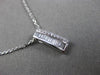 ESTATE .20CT BAGUTTE & ROUND DIAMOND 14K WHITE GOLD RECTANGULAR FLOATING PENDANT