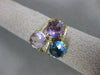 ESTATE LARGE 6.80CT DIAMOND & AAA MULTI GEM 14KT YELLOW GOLD THREE ROW FUN RING