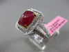 ESTATE 5.11CT DIAMOND & RUBY 18KT 2 TONE GOLD SQUARE DOUBLE HALO ENGAGEMENT RING