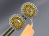 ESTATE 1.02CT WHITE & FANCY YELLOW DIAMOND 18KT 2 TONE GOLD DOUBLE HALO EARRINGS