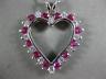 ESTATE LARGE 2.26CT DIAMOND & AAA RUBY 14KT WHITE GOLD OPEN HEART PENDANT #12165