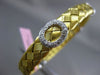 ESTATE WIDE .70CT DIAMOND 14K WHITE & YELLOW GOLD OVAL HALO MESH BANGLE BRACELET