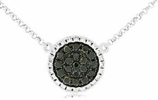 .35CT WHITE & BLACK DIAMOND 14KT WHITE GOLD CLASSIC CLUSTER ROUND HALO NECKLACE