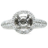 ESTATE .80CT DIAMOND 18KT WHITE GOLD PAVE HALO FLOWER SEMI MOUNT ENGAGEMENT RING