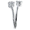ESTATE .47CT DIAMOND 18KT WHITE GOLD 3D DOUBLE FLOWER CLUSTER SEMI ETERNITY RING