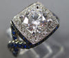 ESTATE LARGE 2.19CT DIAMOND & AAA SAPPHIRE 14KT WHITE GOLD HALO ENGAGEMENT RING