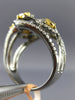 ESTATE LARGE 1.63CT WHITE & FANCY YELLOW DIAMOND 14KT BLACK GOLD FLOWER FUN RING