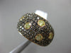 ESTATE 1.88CT YELLOW & CHOCOLATE FANCY DIAMOND 18KT TWO TONE GOLD MULTI ROW RING