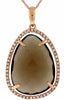 10.72CT DIAMOND & AAA SMOKY TOPAZ 14KT ROSE GOLD CLASSIC TEAR DROP HALO PENDANT