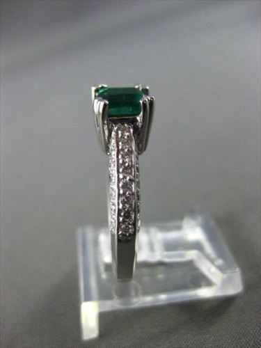 ESTATE 1.14CT AAA EMERALD & DIAMOND 14KT WHITE GOLD ENGAGEMENT RING #22248