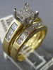 ESTATE 1.50CT PRINCESS DIAMOND 14K 2 TONE GOLD SEMI ETERNITY ENGAGEMENT RING SET