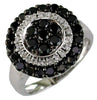 1.32CT WHITE & BLACK DIAMOND 14KT WHITE GOLD 3D CLASSIC CLUSTER FLOWER LOVE RING