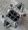 ESTATE .50CT WHITE & BLACK DIAMOND 14KT WHITE GOLD CLUSTER SQUARE FILIGREE RING