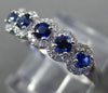 ESTATE .60CT DIAMOND & AAA SAPPHIRE 14KT WHITE GOLD 3D 5 STONE ANNIVERSARY RING