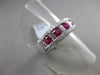 ESTATE WIDE 1.38CT DIAMOND & AAA RUBY 18K WHITE GOLD 3D 5 STONE ANNIVERSARY RING