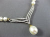 ESTATE .95CT DIAMOND & PEARL 14KT WHITE & YELLOW GOLD V SHAPE FLOATING NECKLACE