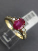 ESTATE 1.30CT DIAMOND & AAA RUBY 14K YELLOW GOLD 3D CLASSIC OVAL ENGAGEMENT RING