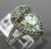 ESTATE LARGE 2.93CT DIAMOND & AAA GREEN AMETHYST 14K WHITE GOLD PEAR SHAPED RING