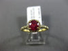 ESTATE 1.48CT DIAMOND & AAA RUBY 14KT YELLOW GOLD 3D ROUND HALO ENGAGEMENT RING