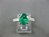 ESTATE 1.50CT DIAMOND & AAA EMERALD 14KT WHITE GOLD OVAL ENGAGEMENT RING #12490