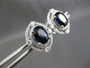 ESTATE LARGE 4.11CT DIAMOND SAPPHIRE 14K WHITE GOLD ETOILE HALO HANGING EARRINGS