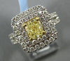 LARGE 2.54CT WHITE & FANCY YELLOW DIAMOND 18K TWO TONE GOLD HALO ENGAGEMENT RING