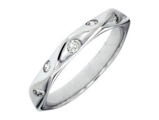 ESTATE .17CT DIAMOND 14KT WHITE GOLD 3D FIVE STONE ETOILE SWIRL ANNIVERSARY RING