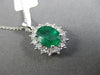 ESTATE LARGE 2.36CT DIAMOND & AAA EMERALD 18KT WHITE GOLD 3D OVAL HALO PENDANT
