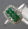 ESTATE .35CT DIAMOND & AAA EMERALD 14KT WHITE GOLD 3D MULTI ROW BARREL FUN RING