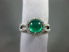 ESTATE 1.73CT DIAMOND & AAA CABOCHON GREEN AGATE 14KT WHITE GOLD ENGAGEMENT RING