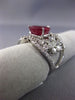 ESTATE EXTRA LARGE 5.29CT DIAMOND & AAA PEAR SHAPE RUBY 14KT WHITE GOLD 3D RING