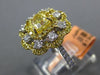 ESTATE LARGE 1.05CT WHITE & FANCY YELLOW DIAMOND 18K 2 TONE GOLD ENGAGEMENT RING
