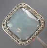 ESTATE LARGE 4.02CT DIAMOND & AAA BLUE QUARTZ 14KT WHITE GOLD SQUARE HALO RING