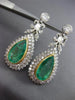 ANTIQUE LARGE 15.20CT OLD MINE DIAMOND & EMERALD 14K TWO TONE GOLD HALO EARRINGS