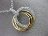 LARGE .57CT DIAMOND 18KT TRI COLOR 3D GOLD CIRCLE OF LIFE INTERTWINING PENDANT