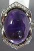 ESTATE LARGE 9.10CT DIAMOND & AAA AMETHYST 14K WHITE GOLD DOUBLE ANCHOR FUN RING