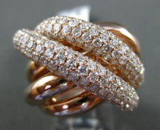 ESTATE EXTRA WIDE 4.01CT DIAMOND 14K ROSE GOLD 3D MULTI ROW X LOVE INFINITY RING