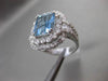 ANTIQUE LARGE 5.11CT DIAMOND & AAA AQUAMARINE 18K WHITE GOLD 3D ENGAGEMENT RING