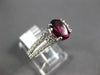 ESTATE 2.21CT DIAMOND & AAA RHODOLITE 14KT WHITE GOLD 3D OVAL ENGAGEMENT RING