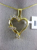 ESTATE .25CT DIAMOND 14KT YELLOW GOLD 3D OPEN HEART SWIRL LOVE FLOATING PENDANT