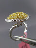 ESTATE LARGE 2.97CT WHITE & FANCY YELLOW DIAMOND 18KT TWO TONE GOLD BAMBOO RING