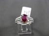 ESTATE WIDE 1.77CT DIAMOND & EXTRA FACET RUBY 18KT WHITE GOLD 3D ENGAGEMENT RING