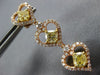 ESTATE 3.58CT WHITE & FANCY YELLOW DIAMOND 18K ROSE GOLD 3D MULTI HEART EARRINGS