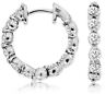 ESTATE 2.0CT DIAMOND 14K WHITE GOLD CLASSIC SHARE PRONG INSIDE OUT HOOP EARRINGS