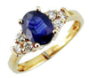 1.77CT DIAMOND & AAA SAPPHIRE 14KT YELLOW GOLD 3D OVAL & ROUND ENGAGEMENT RING