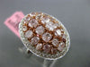 ESTATE LARGE 2.96CT WHITE & FANCY PINK DIAMOND 18KT GOLD OVAL FILIGREE RING