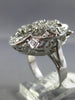 ESTATE LARGE 1.36CT OLD MINE DIAMOND 14K WHITE GOLD 3D OPEN FILIGREE FLOWER RING