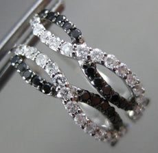 ESTATE .50CT WHITE & BLACK DIAMOND 14KT WHITE GOLD 3D INFINITY HANGING EARRINGS